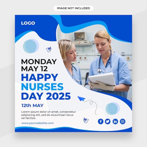 PSD nurse related social media post banner or square flyer template or facebook cover template