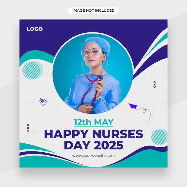 PSD nurse related social media post banner or square flyer template or facebook cover template