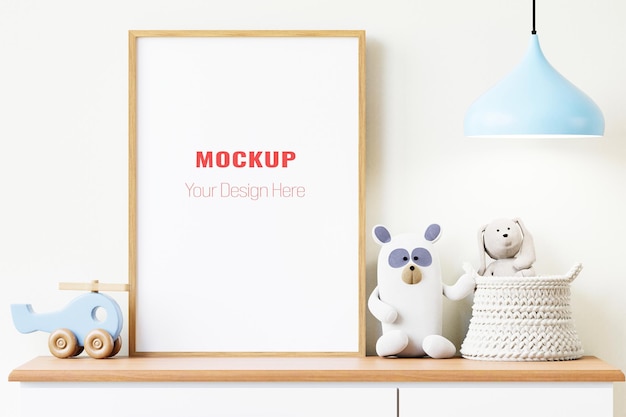 Цифровой макет детской комнатымокап детской рамки frame mockup 3d illustration