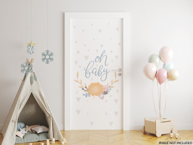 Nursery door murals mockup