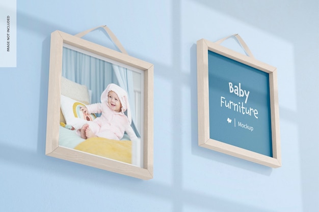 Nursery frames mockup, left view