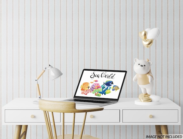 PSD nursery laptop screen mockup