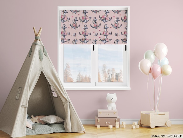 PSD nursery roman blinds mockup