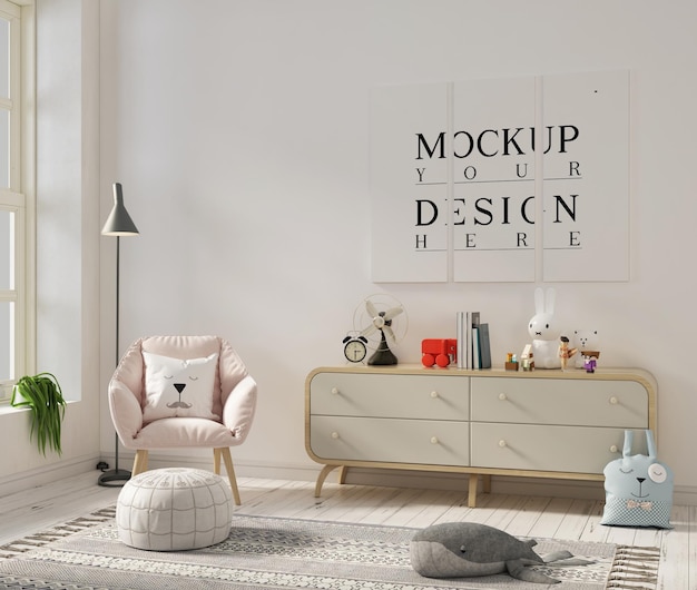 Nursery room with mockup poster