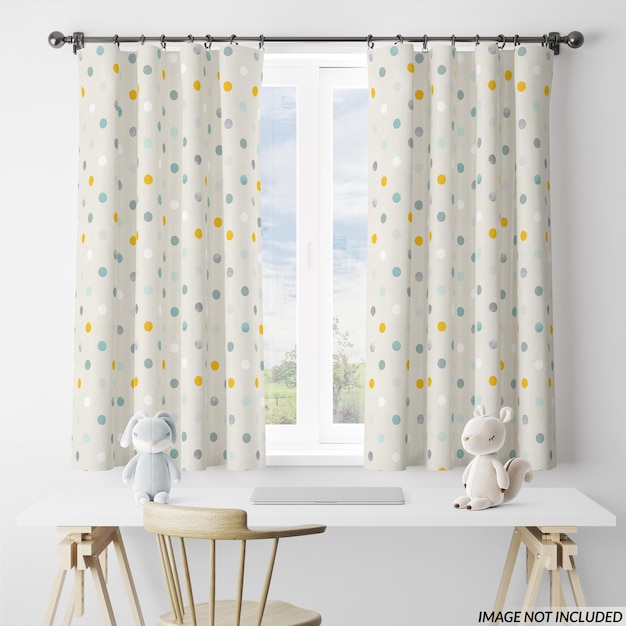 PSD nursery short curtains mockup