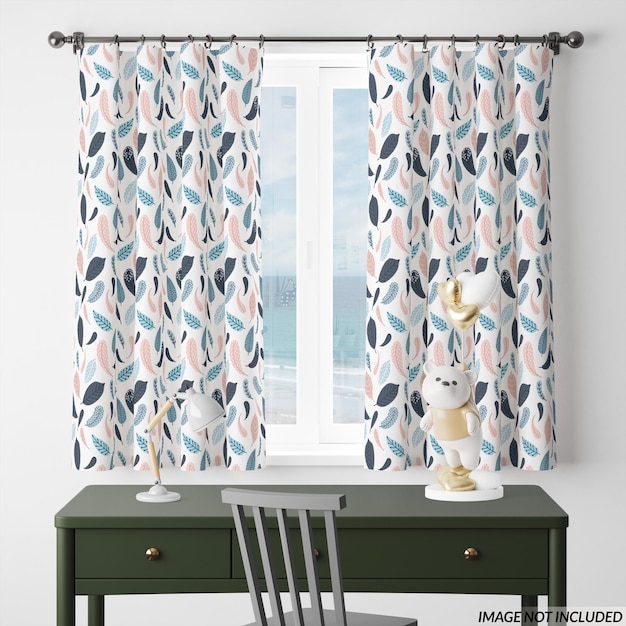 Nursery short curtains mockup