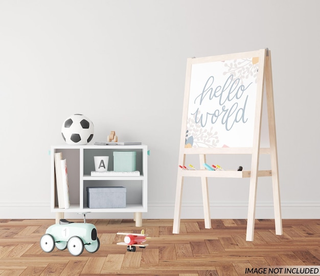 Nursery white board on easel mockup