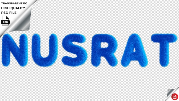 PSD nusrat typography blue fluffy text psd przezroczyste