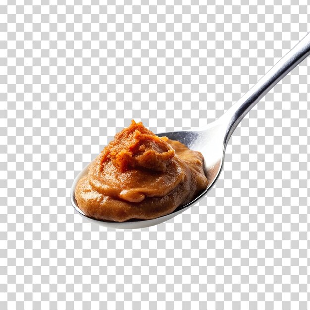 PSD a nut butter in spoon on transparent background