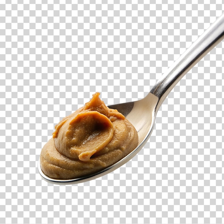 PSD a nut butter in spoon on transparent background
