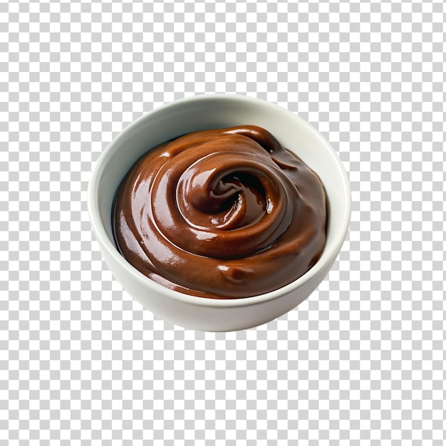 Nutella in white bowl isolated on transparent background