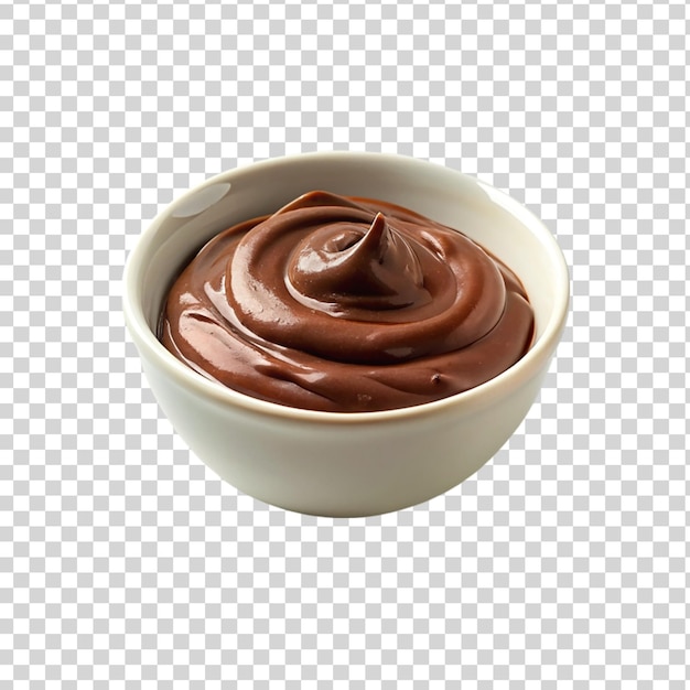 Nutella in white bowl isolated on transparent background