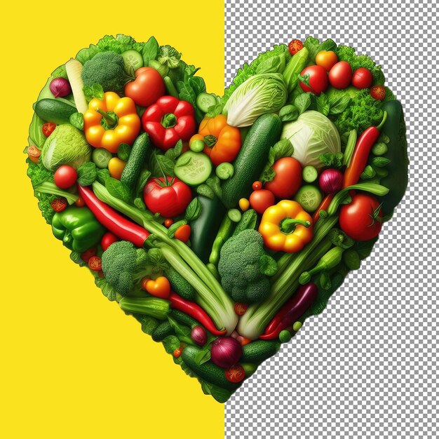 PSD cuore ricco di nutrienti di verdure crude png