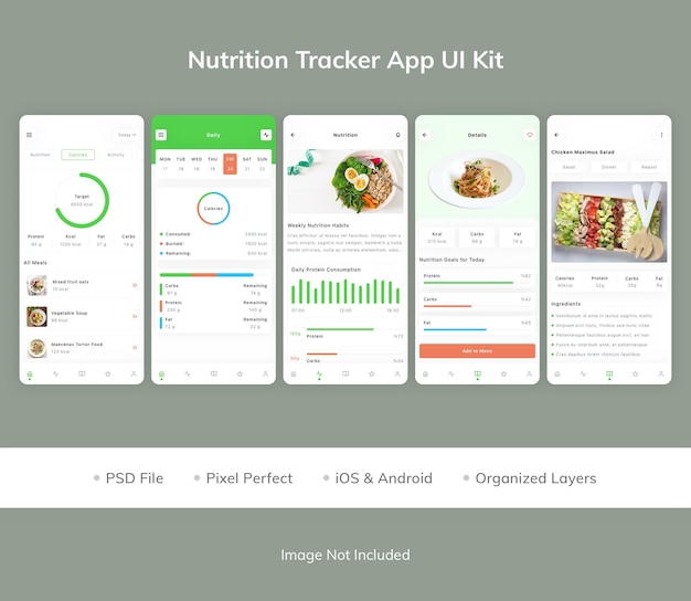 Комплект пользовательского интерфейса приложения nutrition tracker