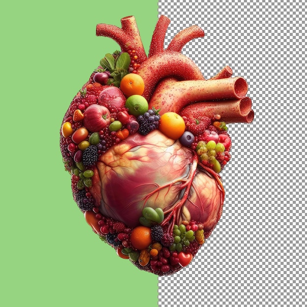 Nutritious fruit heart in human shape png