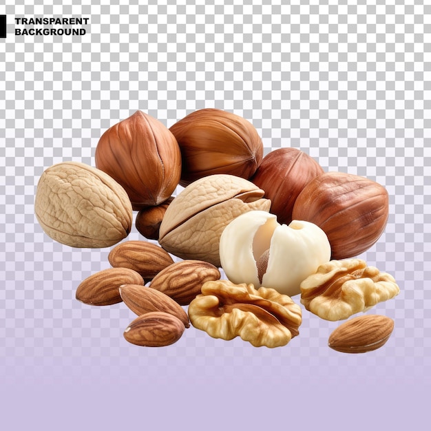 Nuts mix on transparent background