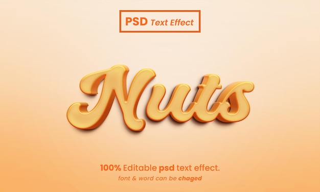 Nuts premium 3d bewerkbaar psd-teksteffect