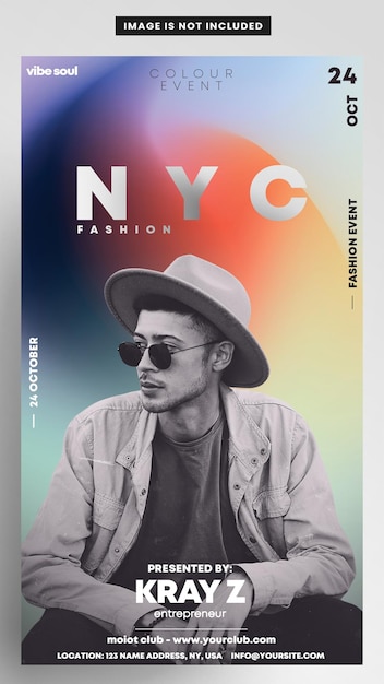 Banner di storie di instagram per la festa di moda di new york.