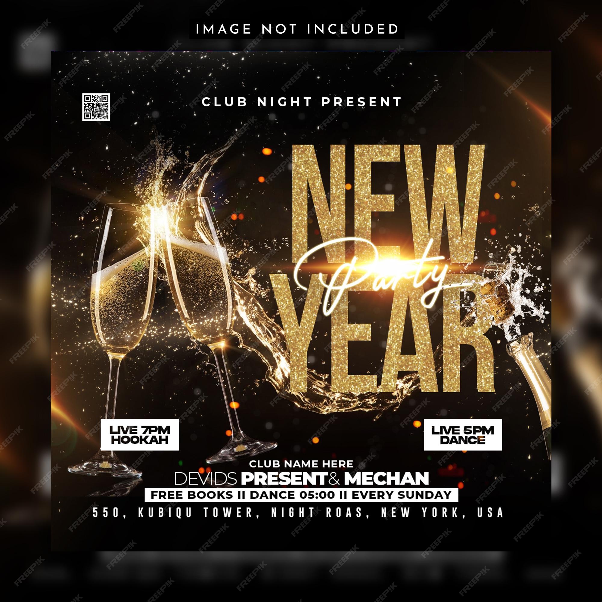 Premium PSD Nye Eve Party New year party 2024 celebration flyer template