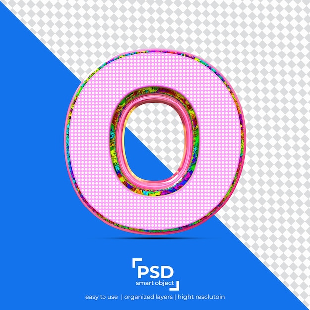 PSD o alphabet best render shape 3d isolated background