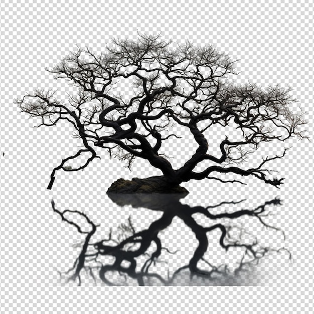 PSD oak tree roots silhouette isolated