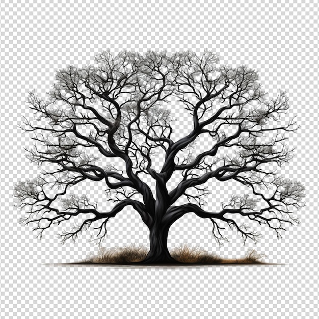 PSD oak tree roots silhouette isolated