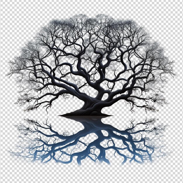 Oak tree roots silhouette isolated