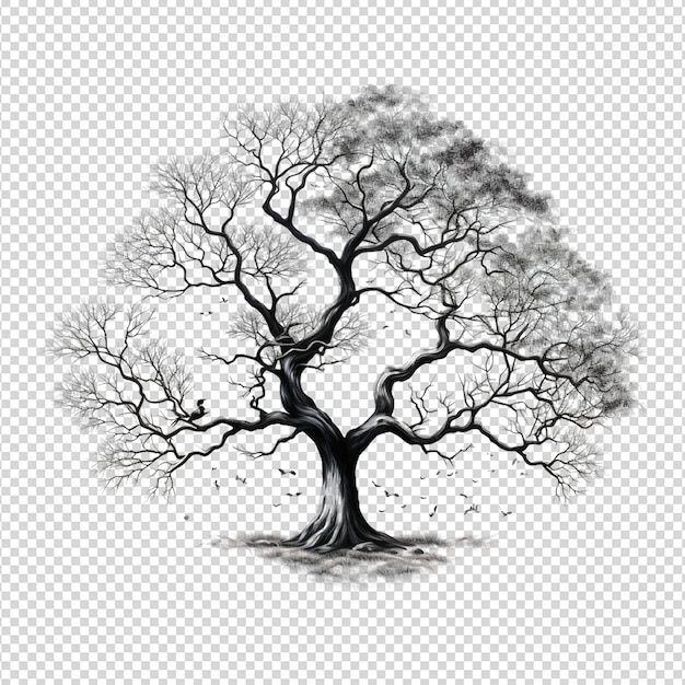 PSD oak tree roots silhouette isolated