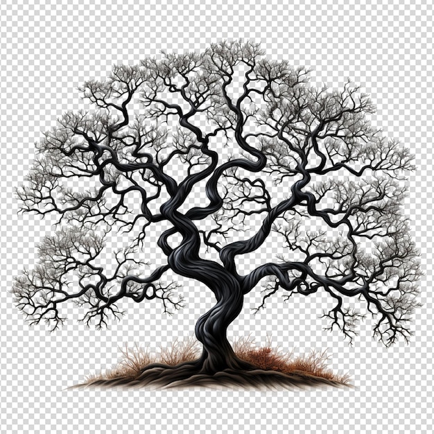 PSD oak tree roots silhouette isolated