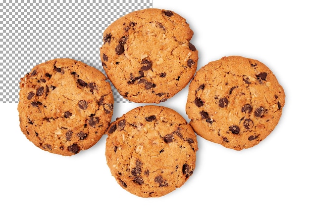 Oatmeal chocolate chip cookie isolated on transparent background