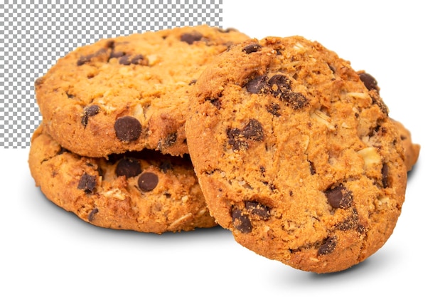 Oatmeal chocolate chip cookie isolated on transparent background