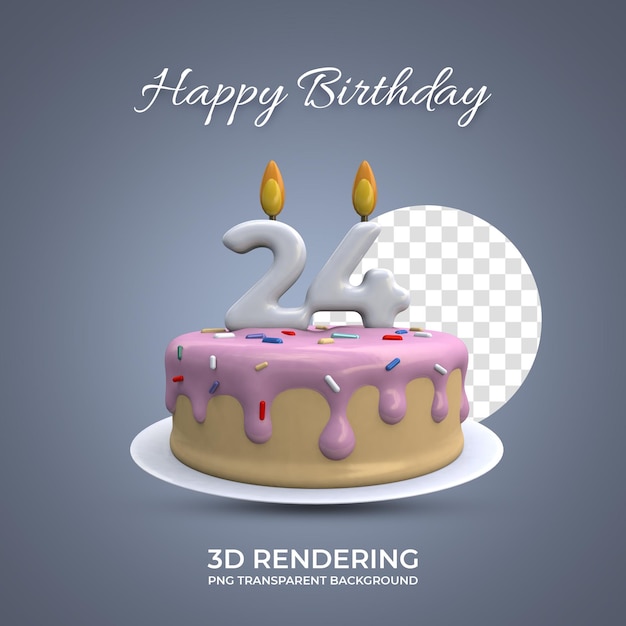 Obchody urodzin 24 lat renderowania 3d