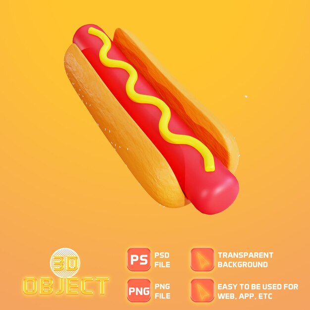 PSD obiekt 3d hot dog z sosem