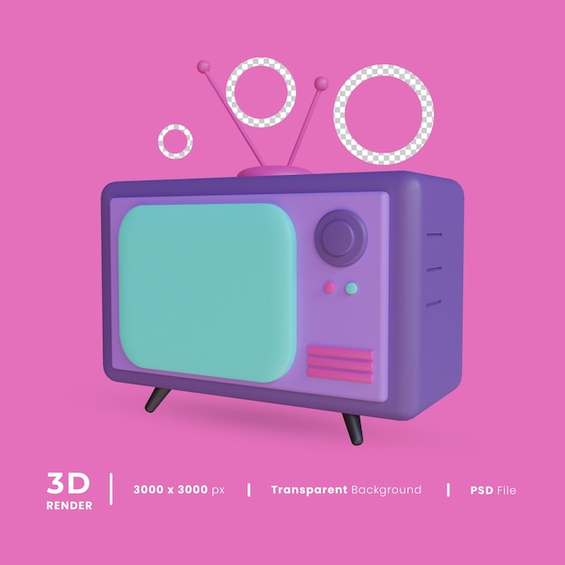 Obiekt Telewizji 3D Z Przezroczystym Tłem Premium Psd