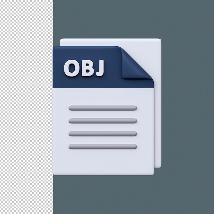 PSD obj file format 3d icon 3d model format for geometry mesh data and digital object rendering