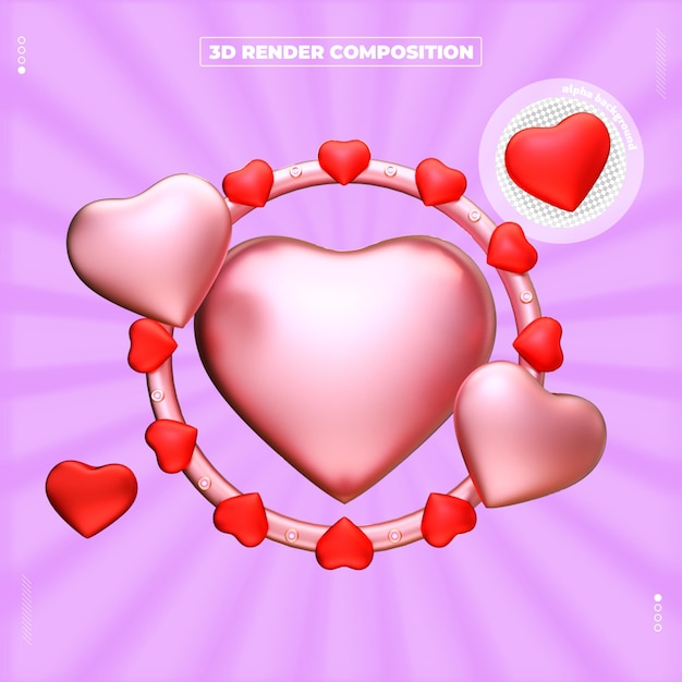 PSD object 3d rendered heart icon