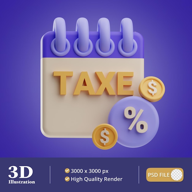 Object calender tax illustration 3d