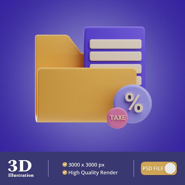 Object document tax illustration 3d