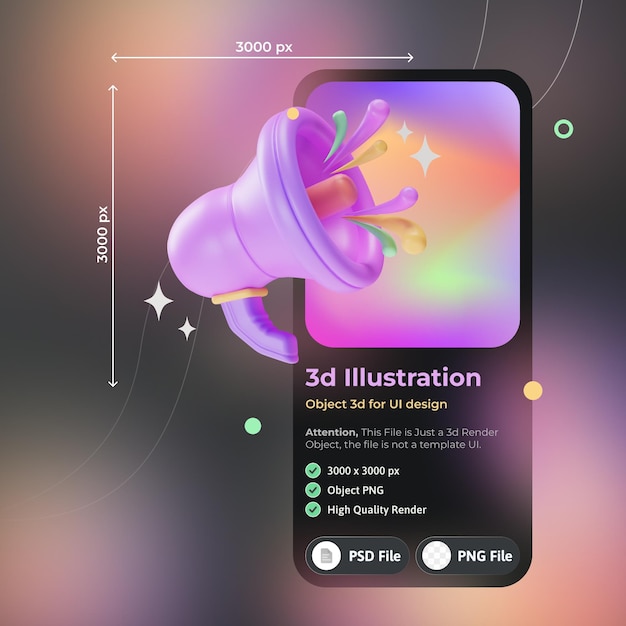 Object element ui announcement 3d illustration