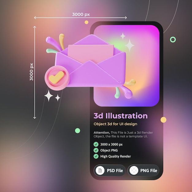 Object element ui e-mail succes 3d illustratie