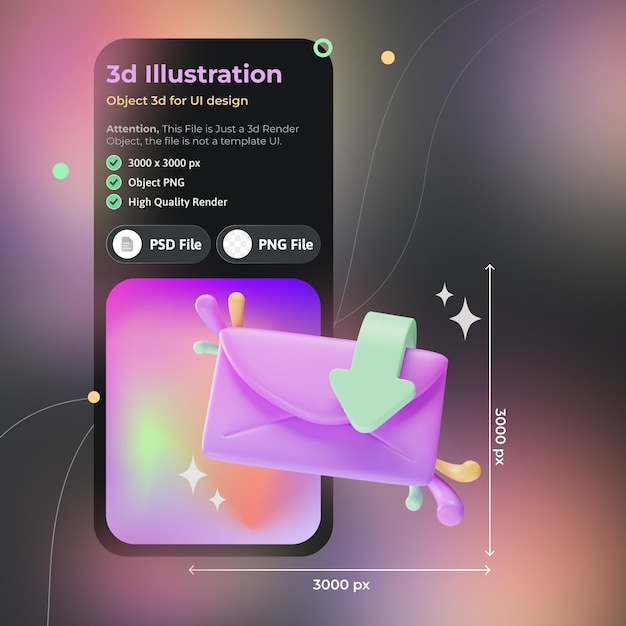 Object Element UI Email Download 3d illustration
