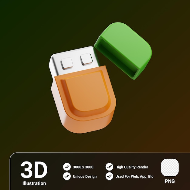 PSD object flash drive 3d illustratie afdrukken