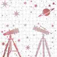 PSD obraz obserwatorium z gwiazdami i teleskopami gwiazdy rozpraszają ilustracje ramki dekoracje kolekcja
