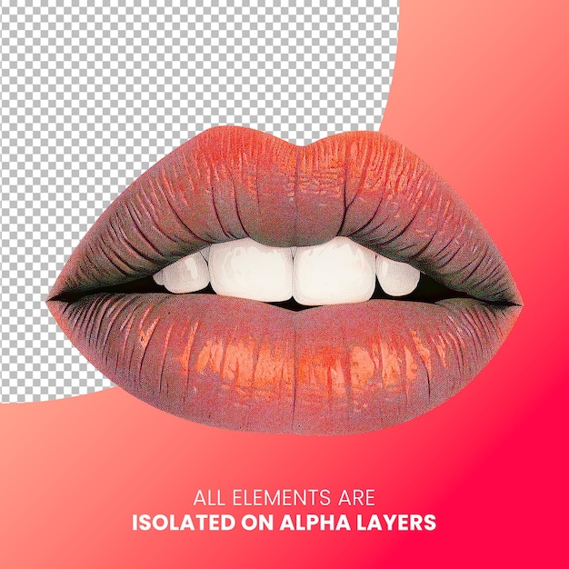 PSD obraz psd wyizolowany z tła kobiecych ust z czerwoną szminką