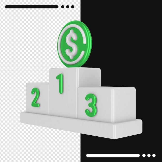 Obrócona wygrana 3d i dolar w renderowaniu 3d
