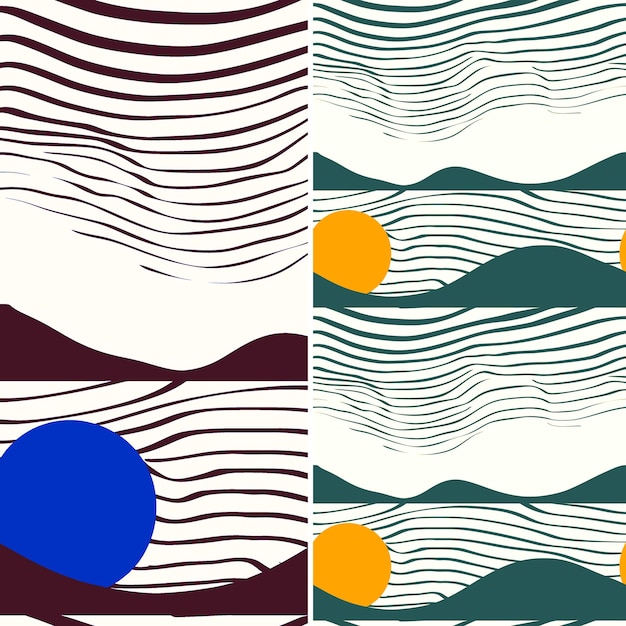 Oceaan getijden met zand silhouet gerangschikt in een overgangs P natuur patroon vector ontwerpen