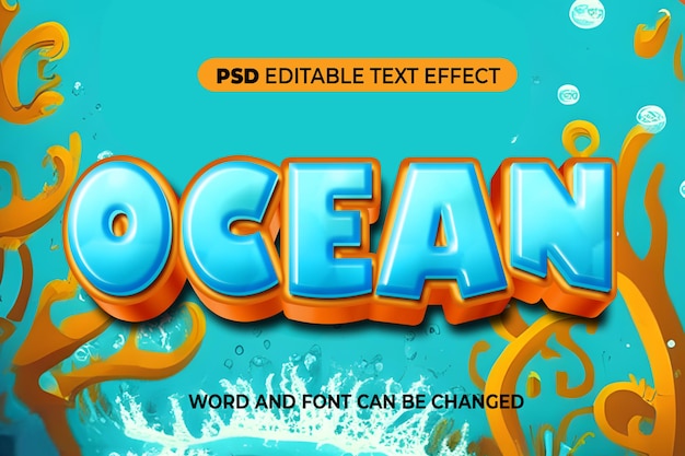 PSD oceaan teksteffect 3d bewerkbaar