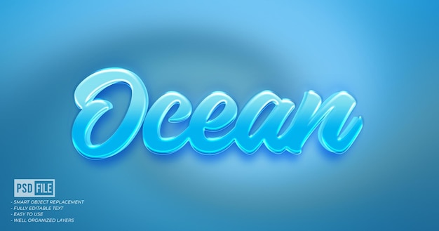 PSD oceaanblauw 3d-stijl teksteffect