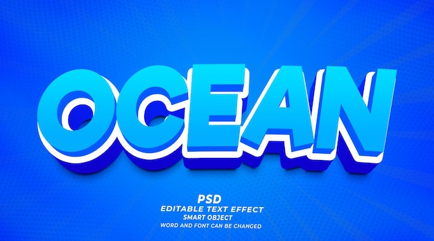 PSD ocean 3d editable photoshop text effect style with premium background