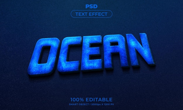 Ocean 3d editable text effect style with background